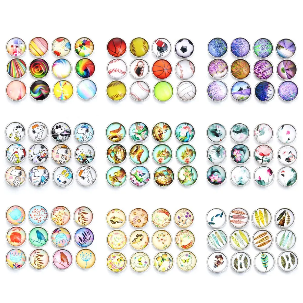 10 шт./лот Сменные ювелирные изделия собака Лотос шар птица стекло 18 мм кнопки для