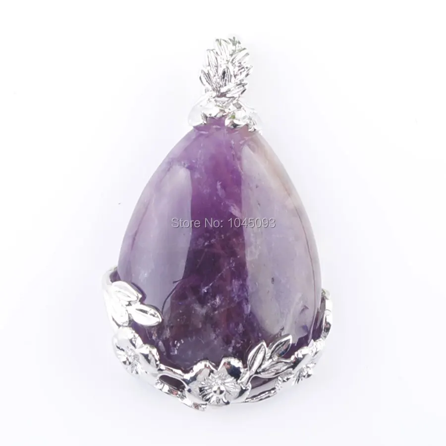 Подвеска YOWOST из натурального аметита с серебряным покрытием каплевидного камня 1
