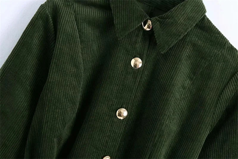 Fall 2020 New Product Corduroy Fashion Single-Breasted Bow Tie Waist Slimming Mid-Length Women's Shirt Dress | Женская одежда