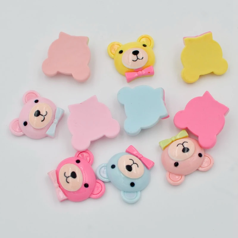 Смола Kawaii Красочные Медведь плоская спина кабошон камень аппликации для