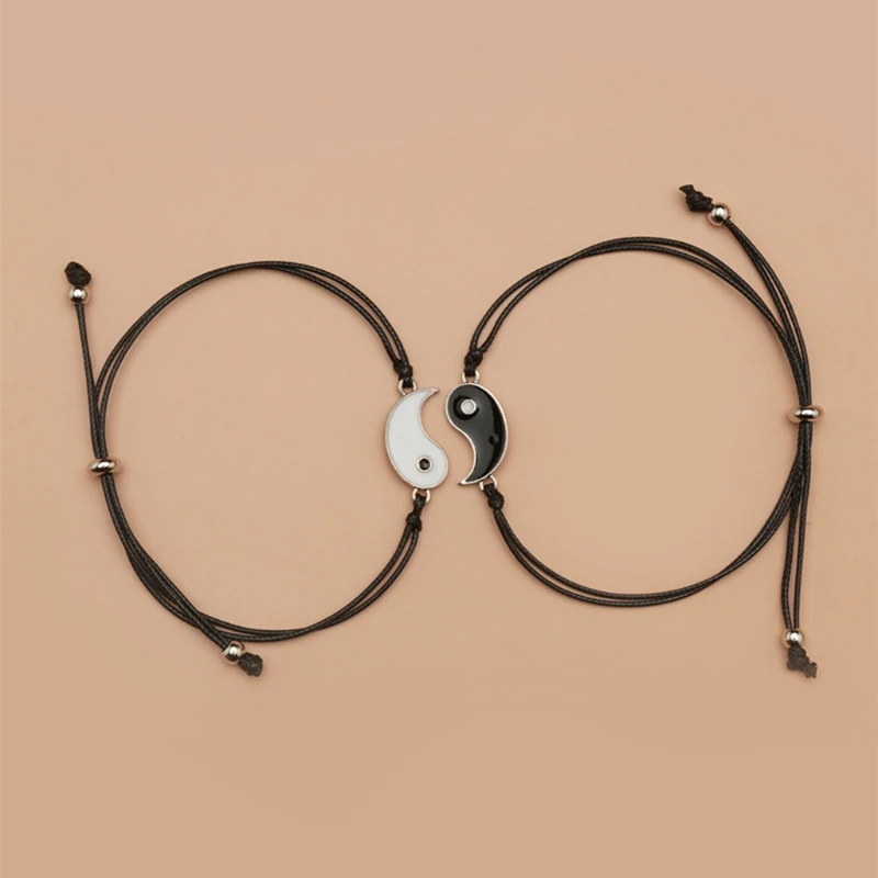 2 шт. соответствующие Инь регулируемый браслет шнура для дружеские отношения