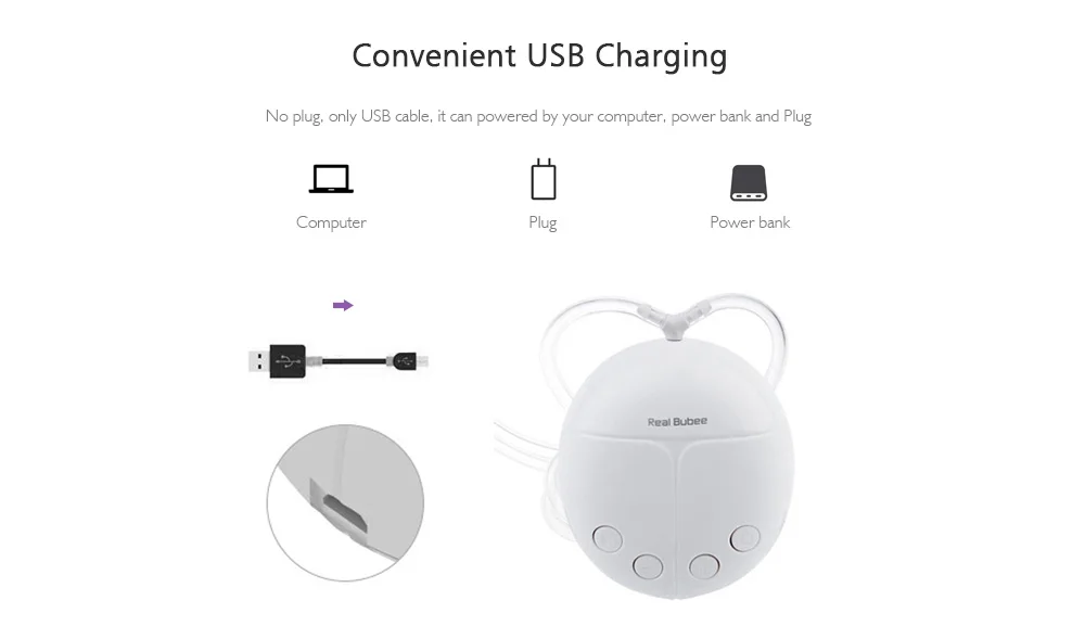 RealBubee Молокоотсос Мощный Умный USB Электрический без BPA Автоматический Массажный Молокоотсос с охлаждением и подогревом Для Кормления Ребенка
