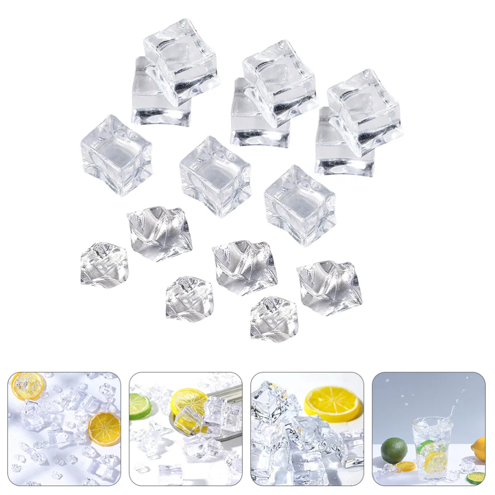 200Pcs Fake Ice Cubes Acrylic Ice Cubes Artificial Ice Blocks Photography Props