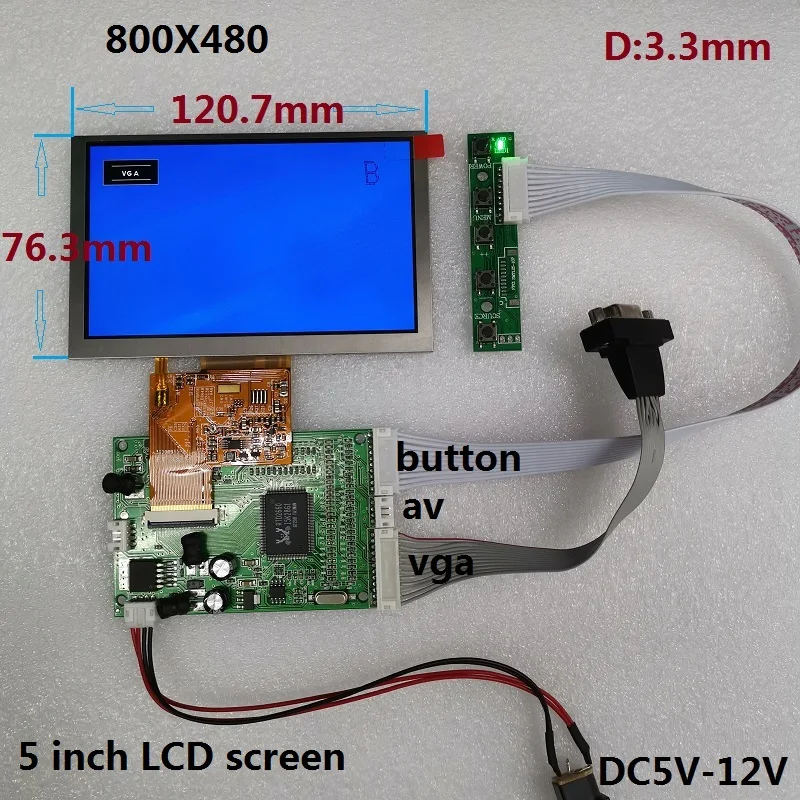 Комплект 5 дюймового модуля дисплея VGA AV канал сигнала для Raspberry Pi и решение