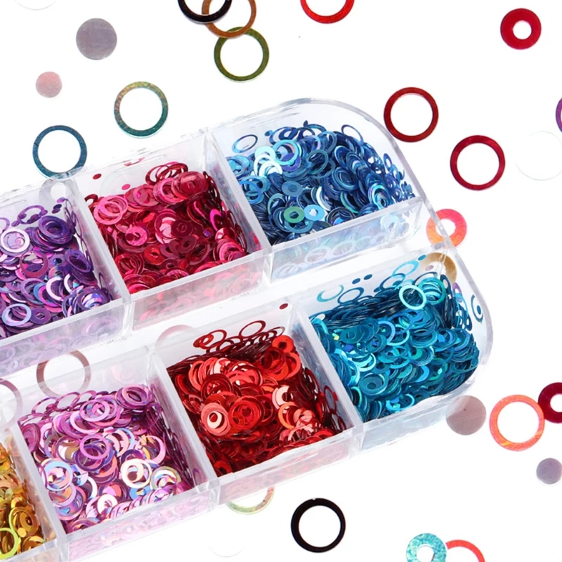 

Nail Art Glitter 3D Holographic Nail Sequins Glitter Hollow Circle Flakes Nail Supplies Decoration DIY Accessories