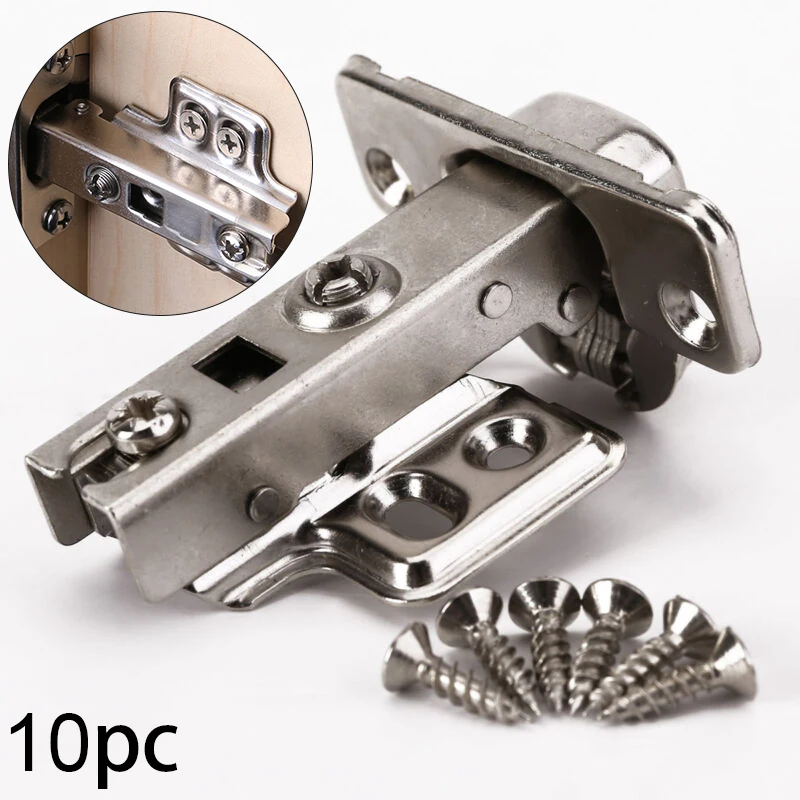 

10pcs Soft Close Full Overlay Cupboard Cabinet Hydraulic Door Hinge Plates With Screws Closing For 18mm Cabinets Home Hardware