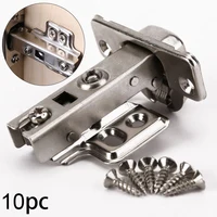 10pcs Soft Close Full Overlay Cupboard Cabinet Hydraulic Door Hinge Plates With Screws Closing For 18mm Cabinets Home Hardware