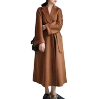 2021 famous reversible cashmere100 wool coat womens long bathrobe fall winter coat oversized overcoat