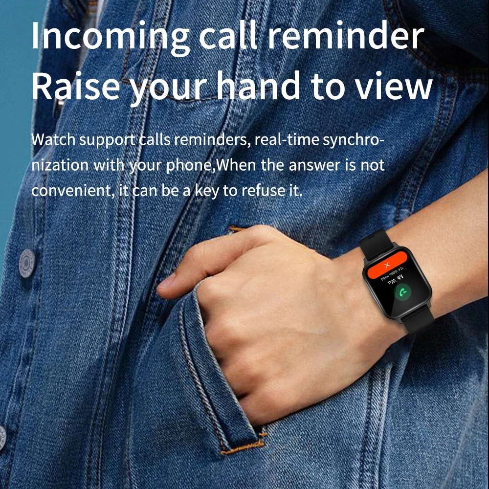 

New 1.7 Large Screen Men Smart Watch Wristband IP68 Waterproof Men Sport Clock Heart Rate Sleep Monitor Smartwatch Women