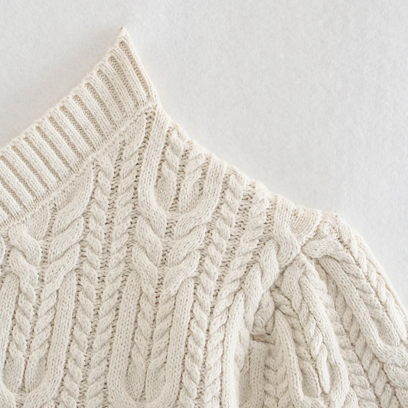 

Sweater pullover 2021 spring ZA fashion oblique collar single sleeve warm women sweater casual chic street slim sweater women