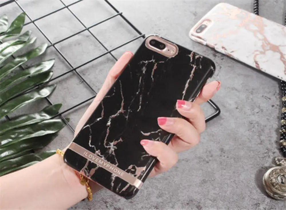 Madevil Geometric Marble Texture Phone Case For iPhone 7 8 6 6s Plus IMD Silicone Stone Image Back Cover phone shell |