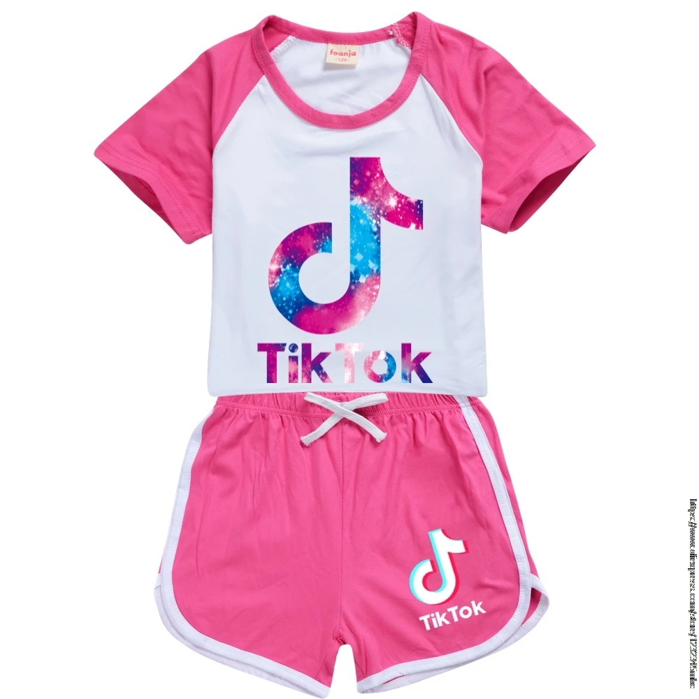 Детский летний комплект Tik Tok хлопковая футболка и шорты для мальчиков девочек