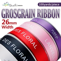 haosihui 26mm custom grosgrain personalised ribbon brand name logo printed 100yardslot