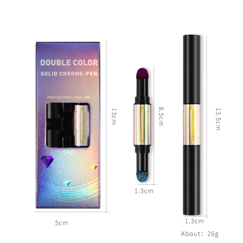 

New nail art double-head air cushion magic pen air cushion magic mirror powder laser gold and silver pen aurora powder nail pen