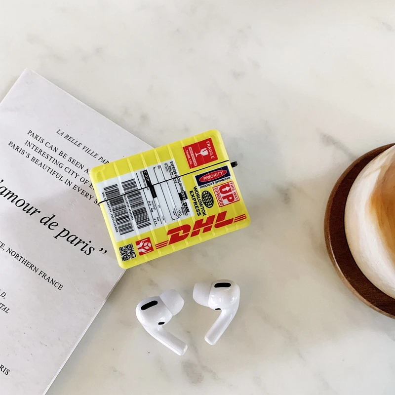 Fashion DHL label case for airpods pro 3 wireless Bluetooth headset charging box soft silicone earphone cover AirPods coque | Электроника
