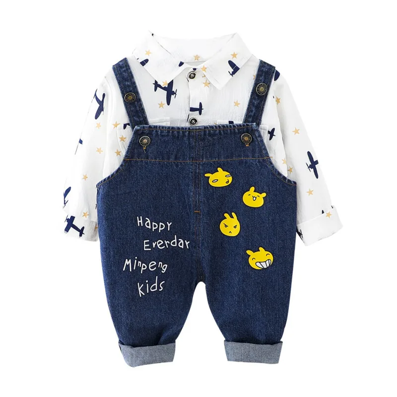 Детские весенне-осенние хлопковые рубашки с принтом для маленьких мальчиков и