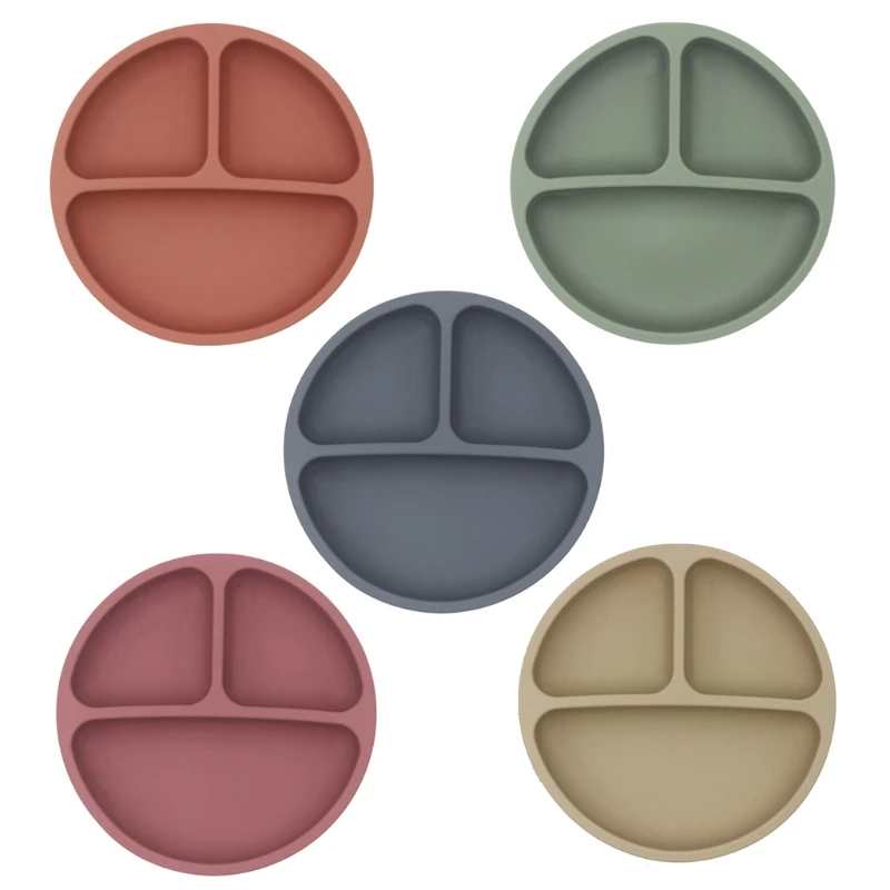 

4pcs/set BPA Free Baby Silicone Tableware Waterproof Bib Solid Color Dinner Plate Sucker Bowl And Spoon For Children