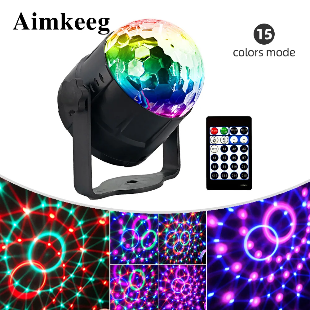 Диско-сценический мини-шар 15 цветов со светодиодной подсветкой активация звуком