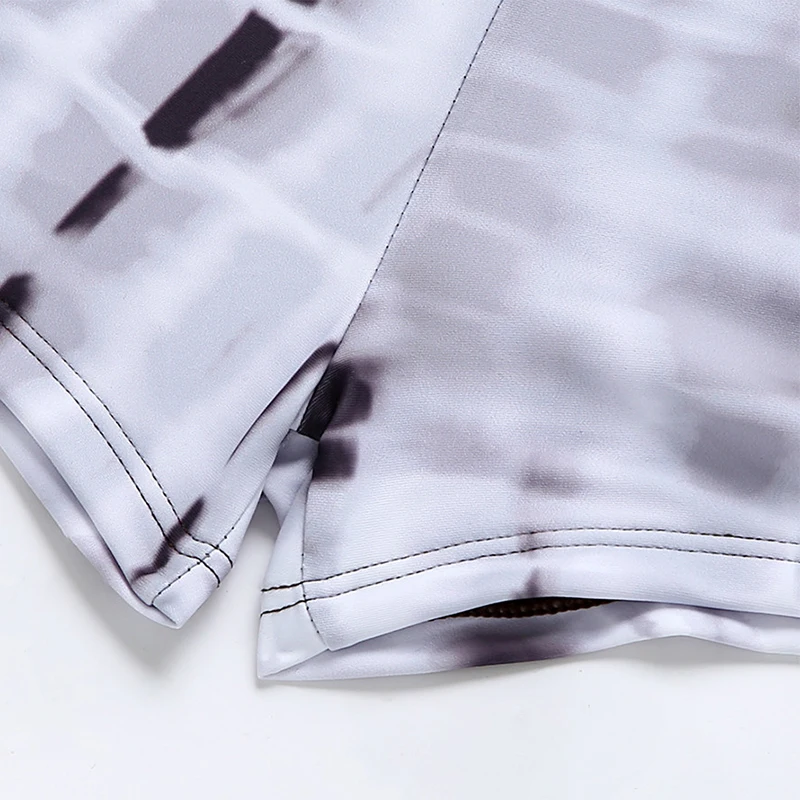 

In-X Print bikini 2021 O neck swimwear female Long sleeve 2 piece set High waist Flat angle swimsuit Drawstring bathing suit new