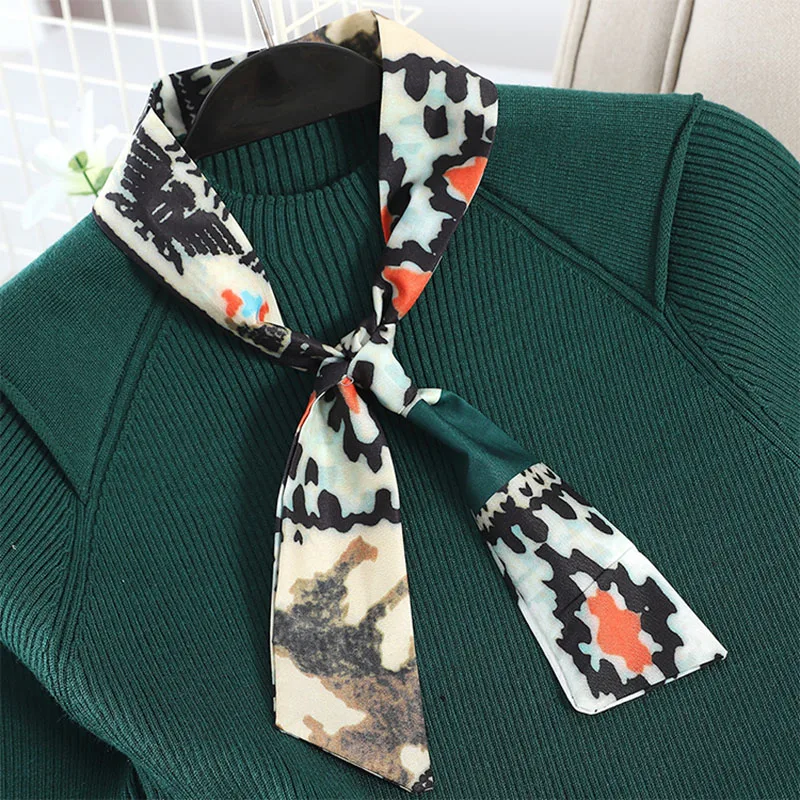 

New Spring Autumn Vintage Knitting Patchwork Pleated Dress Women Elegant Slim Panelled Print Dresses Silk Callor Vestidos Mw832