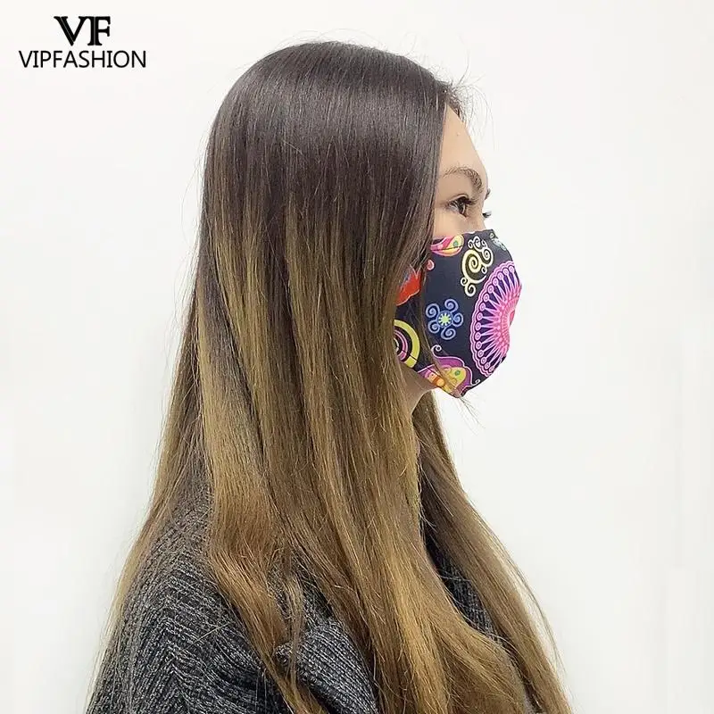 Маски VIP FASHAION многоразовые для женщин модные моющиеся маски с цветочным принтом