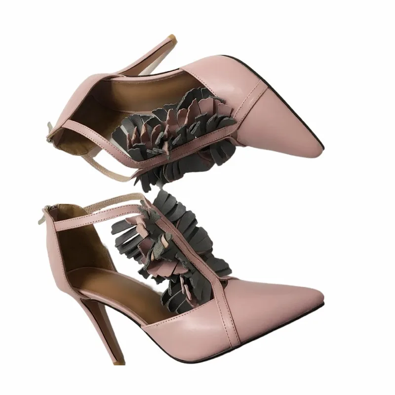 

Сандалии-гладиаторы женские с Т-образным ремешком, босоножки из коровьей кожи с перфорацией, туфли на тонком каблуке, лето