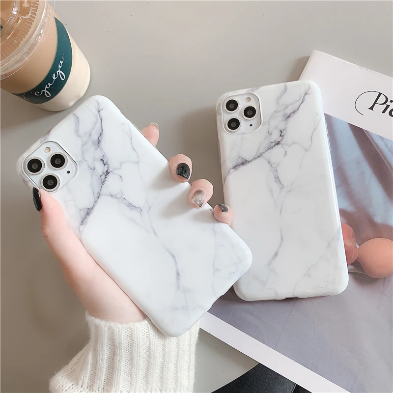 Модные Белые Мраморные чехлы для iphone 11 11Pro Max XR X XS 6S 7 8 Plus мягкий чехол телефона