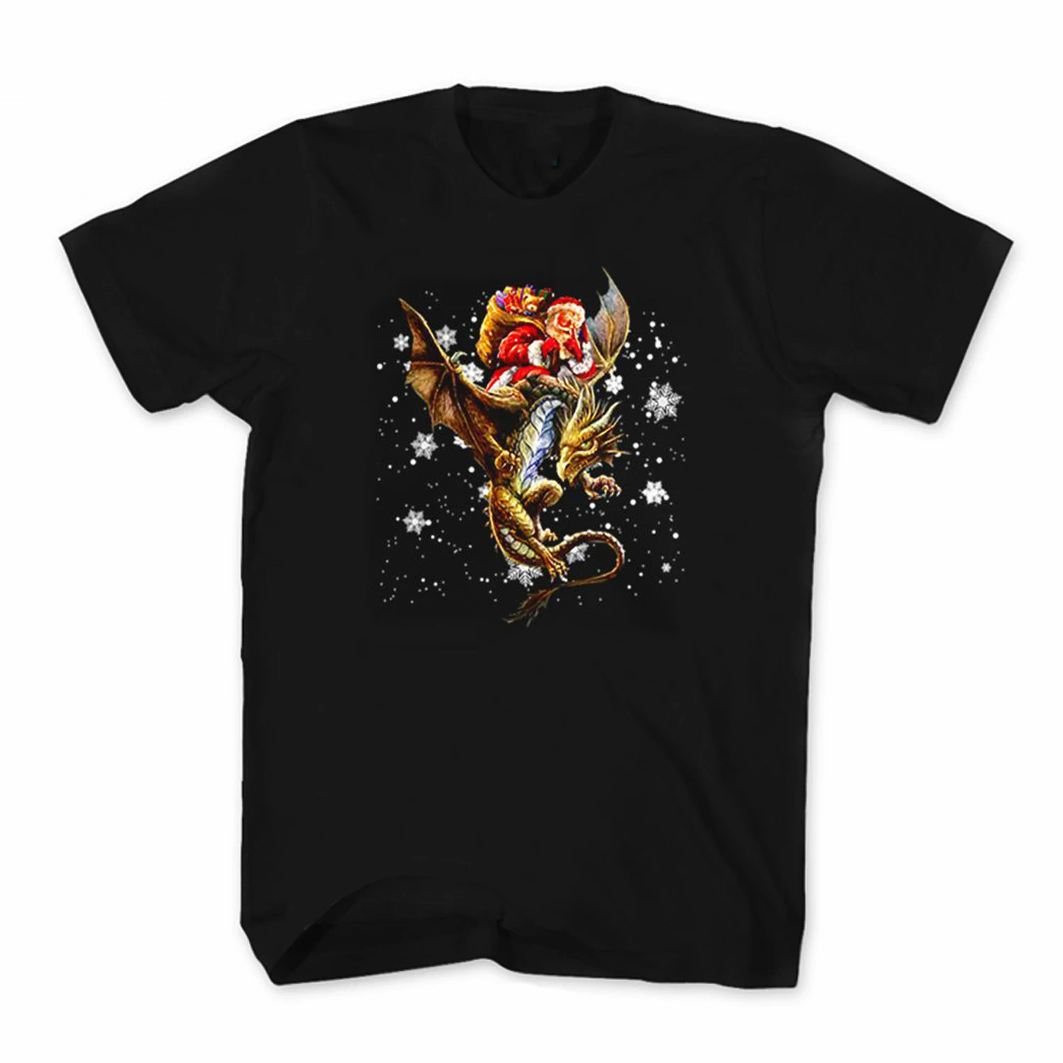 

Funny Santa Riding Dragon Christmas Gift Mens T-Shirt. Summer Cotton Short Sleeve O-Neck Unisex T Shirt New S-3XL