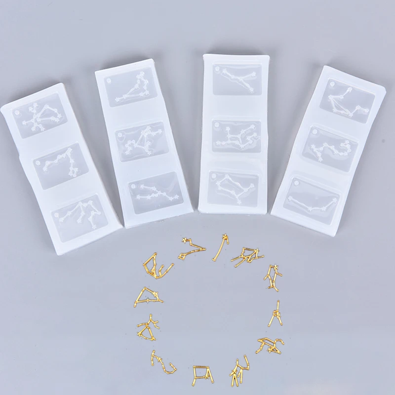 

1pcs 12 Constellations Crystal Drop Mould Pendant Silicone Mold With Hole Free Pendant Accessories