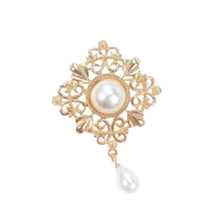 1pc badge hollow pattern pearl brooch pin brooch fashion vintage clothing accessories elegant