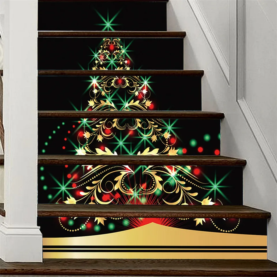 Наклейка на рождественскую елку и лестницу самоклеящаяся Экологичная декорация