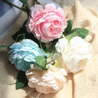 hight quality silk flower european 1 branch artificial flowers fall vivid peony fake leaf wedding home party decoration