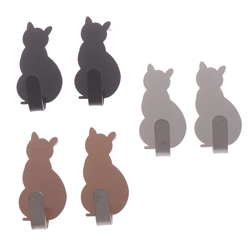 2 шт. самоклеящиеся крючки Cat Pattern футляр для хранения держатель ванной кухонная