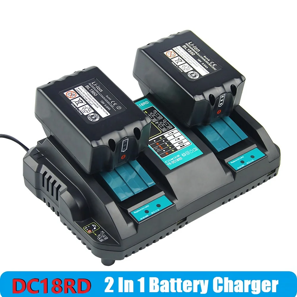 DC18RD 4A 6A Dual Replacement Battery Charger For Makita 14.4V 18V BL1830 Bl1430 BL1845/1850 DC18RC DC18RA Li-Ion Tools US/EU