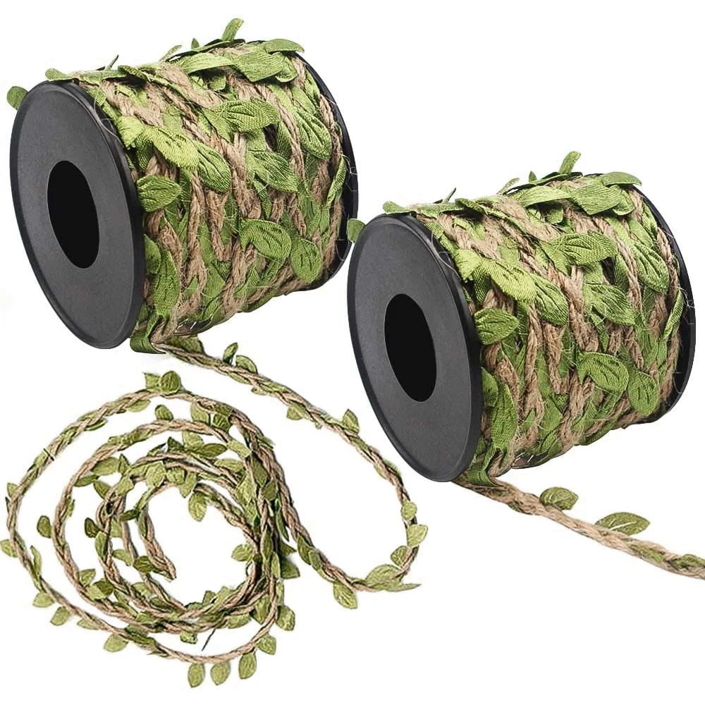

10M Artificial Vine Leaf Jute Rope Decoration Rattan Leaf Garland Fake Plant Cord String Leaves For Home Wedding Party Decor