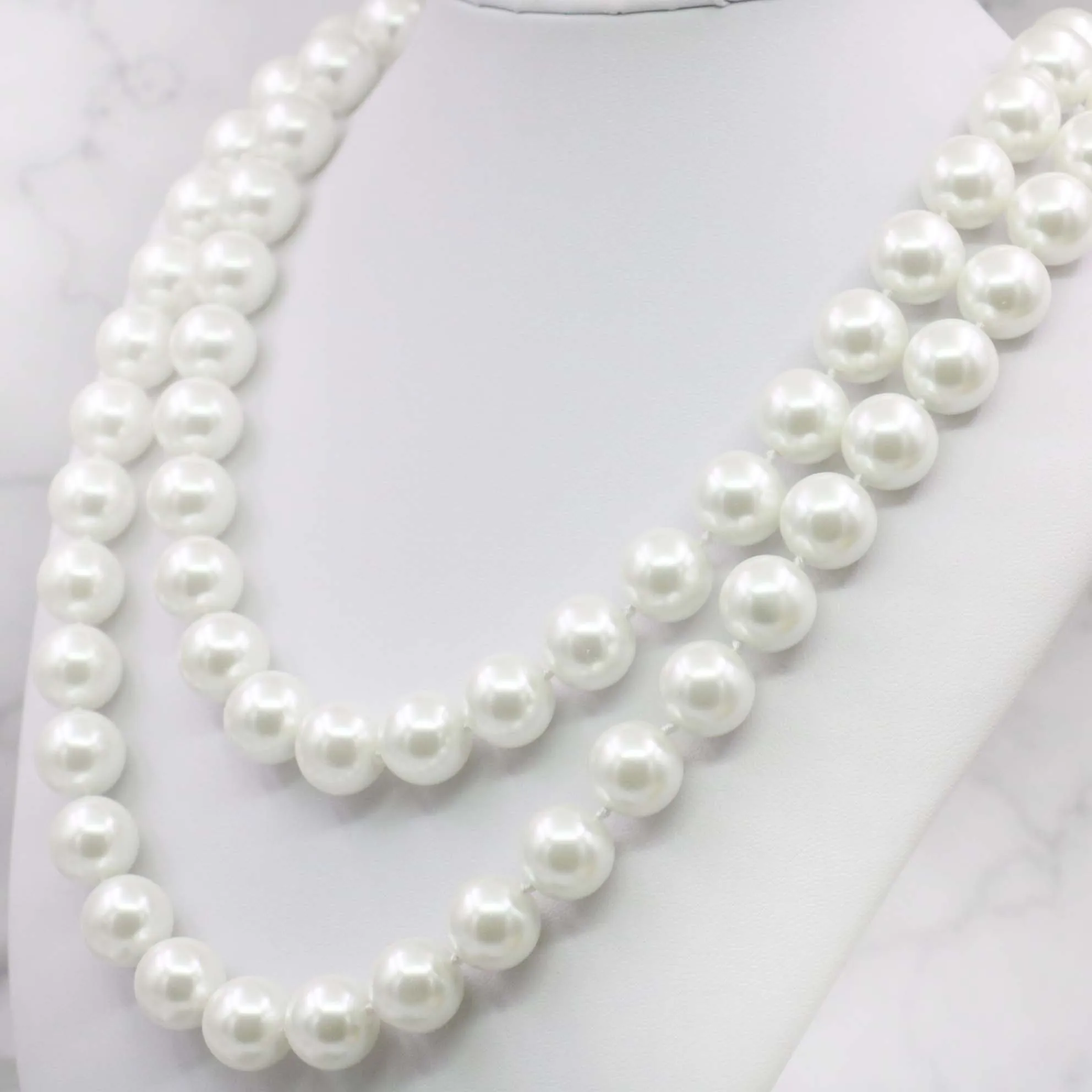 Круглое ожерелье из белого морского жемчуга 10 мм модные украшения дизайн ручной