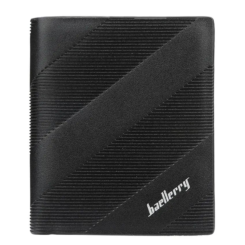 Black-V Baellerry роскошные кожаные мужские из полиуретана кошелек маленький модный джентльмен высокое качество мужские кошельки тройной складной кошелек короткий наличные деньги сумка - Цвет: Black-V