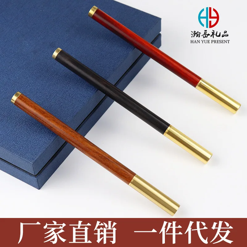 

China style business promotion gift retro classic red wood brass signature pen