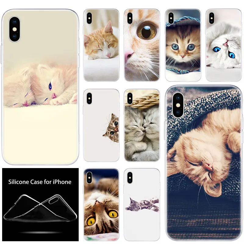 Роскошный мягкий силиконовый чехол для телефона в стиле спящий котенок кошка Apple