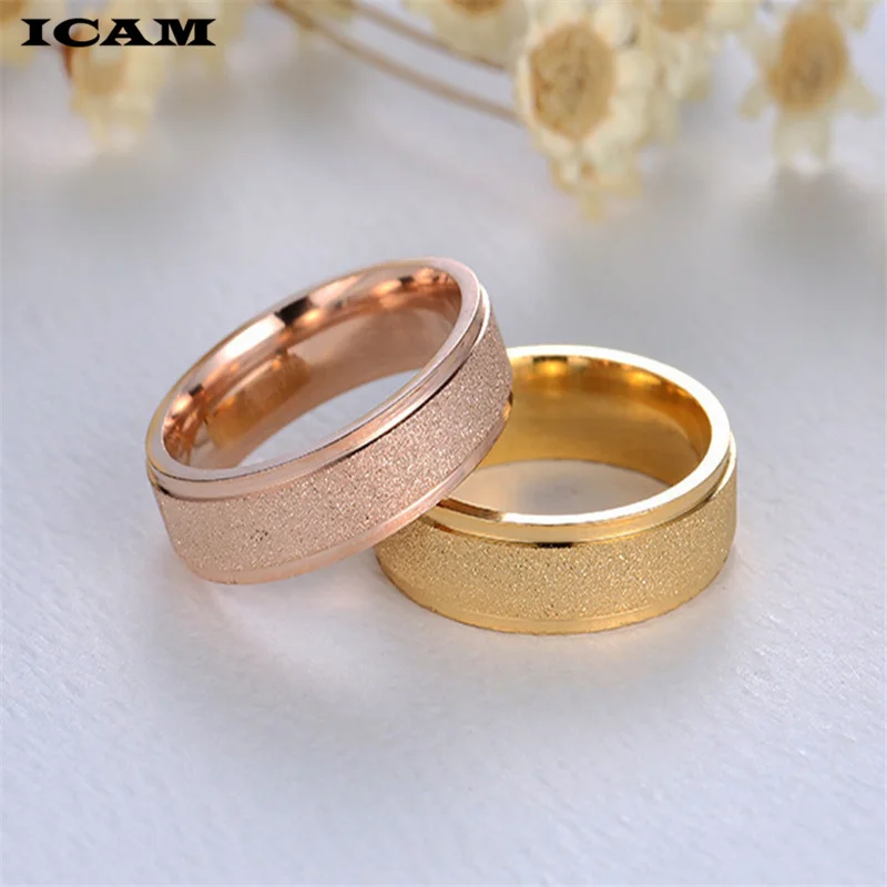 ICAM винтажное 6 мм матовое кольцо из нержавеющей стали серебряное/розовое золото