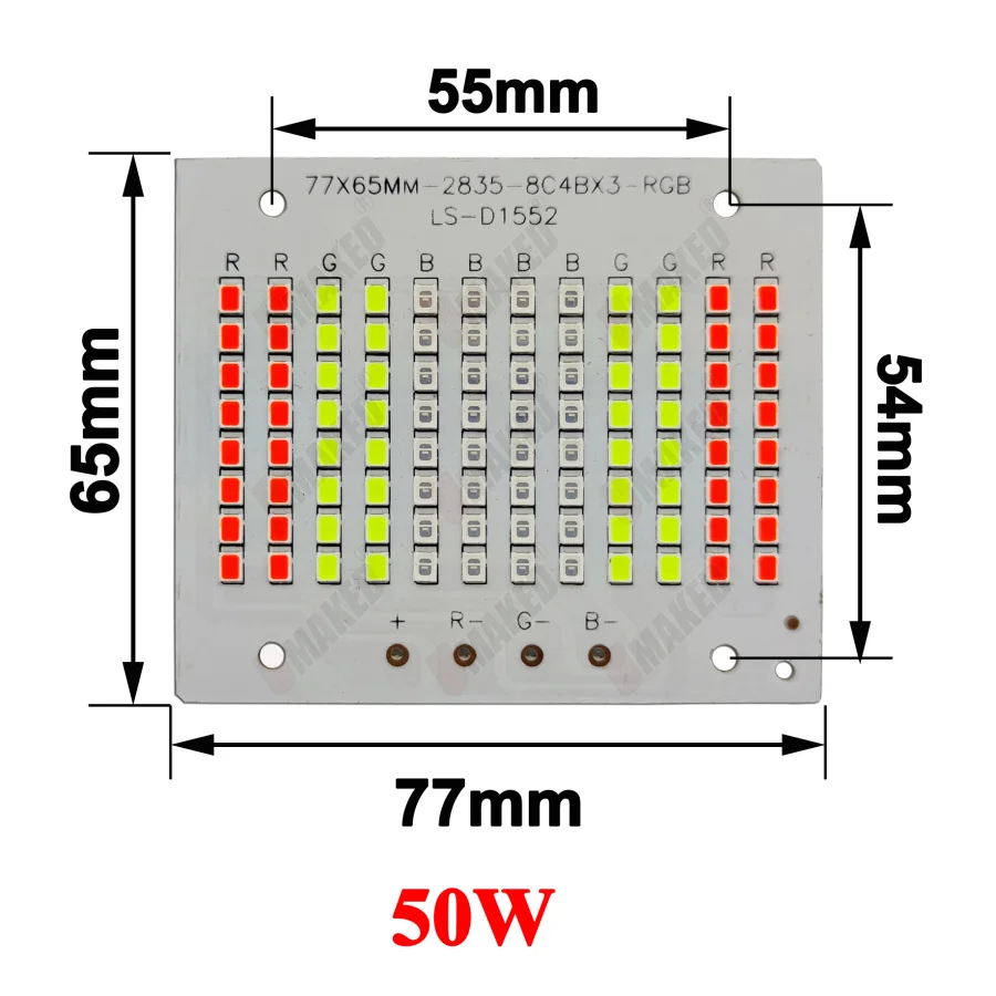 10 шт. 20 30 50 100 Вт RGB цветной светодиодный светильник PCB SMD2835 прожектор источник
