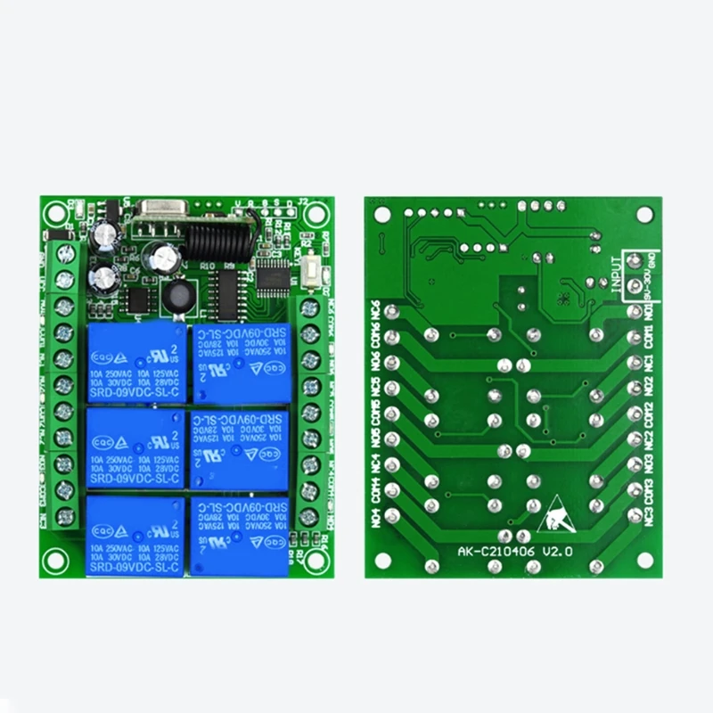 DC 12V 6 CH Channels 6CH RF Wireless Remote Control Switch System receiver transmitter Relay 315/433 MHz |