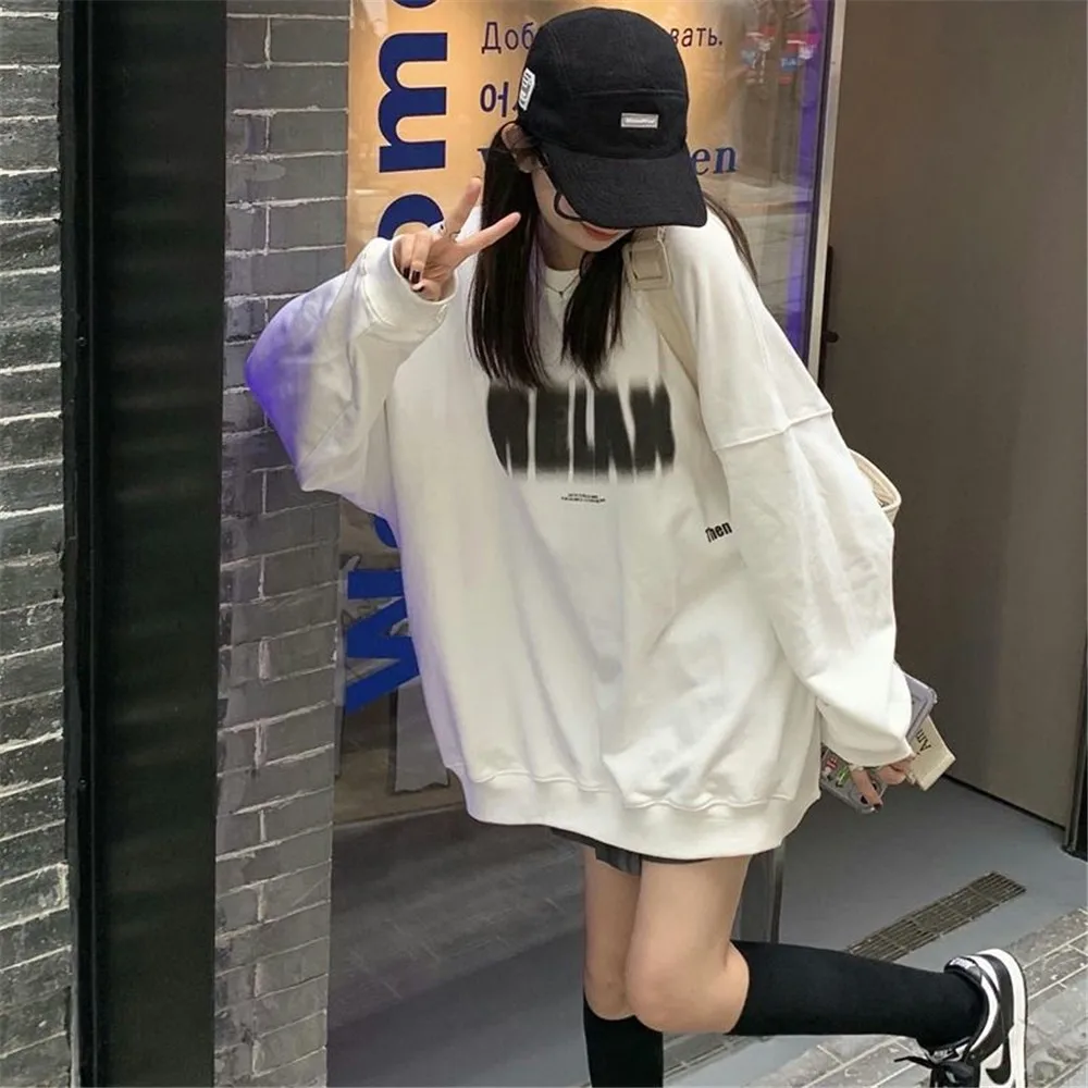 

Streetwear Harajuku Tops Lovely Autumn Girls White Fashion Womens Casual Ladies Letter High Street Cartoon Spring Sweatshirts