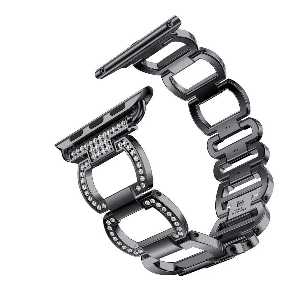 Ремешок из нержавеющей стали для Apple Watch Band горный хрусталь алмазный обруч 38 мм 42 мм серия для Apple Watch 40 мм 44 мм серия 4
