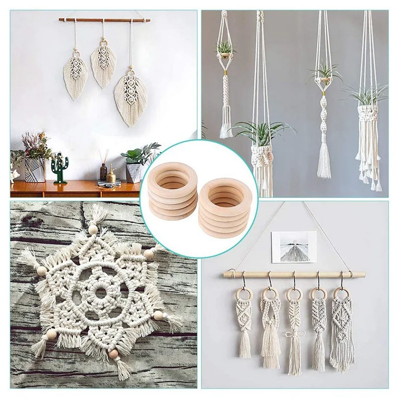 

50Pcs Wood Rings ,Unfinished Wood Circles for Macrame Napkin Teething Toys Pendant Connectors Jewelry Making