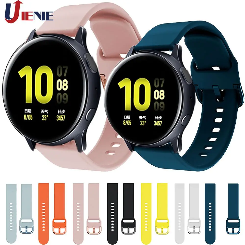 Ремешок силиконовый для Samsung Galaxy Watch Active 2 40/44 мм спортивный браслет смарт часов Gear