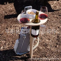 mini wood foldable wine holder outdoor portable red wine table for picnic camp party garden beach folding glass rack small desk