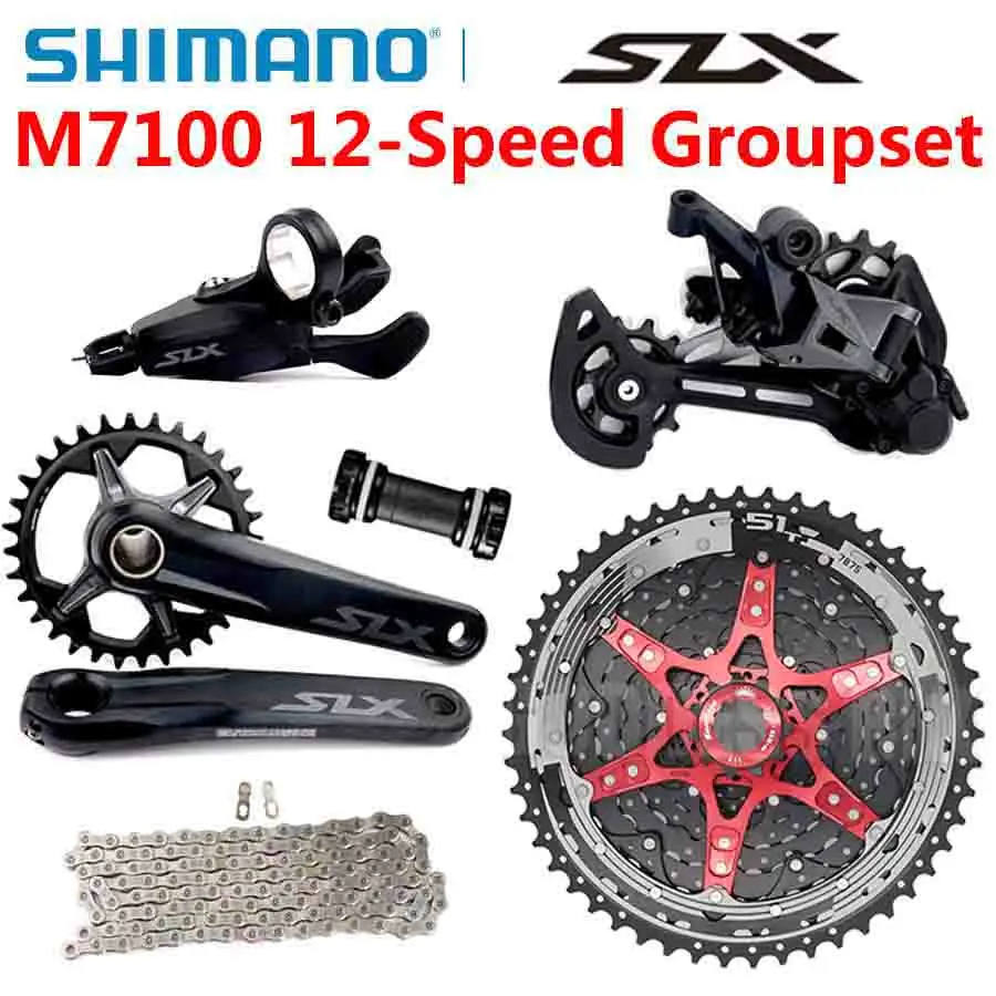 

SHIMANO SLX M7100 Groupset MTB Mountain Bike 12 Speed SL+RD+CSMZ901+CN 11-51T Cassette Sprocket M7100 shifter Rear Derailleur