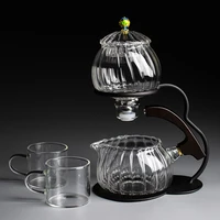 heat resistant glass tea set magnetic water diversion rotating cover bowl semi automatic maker lazy teapot kungfu set