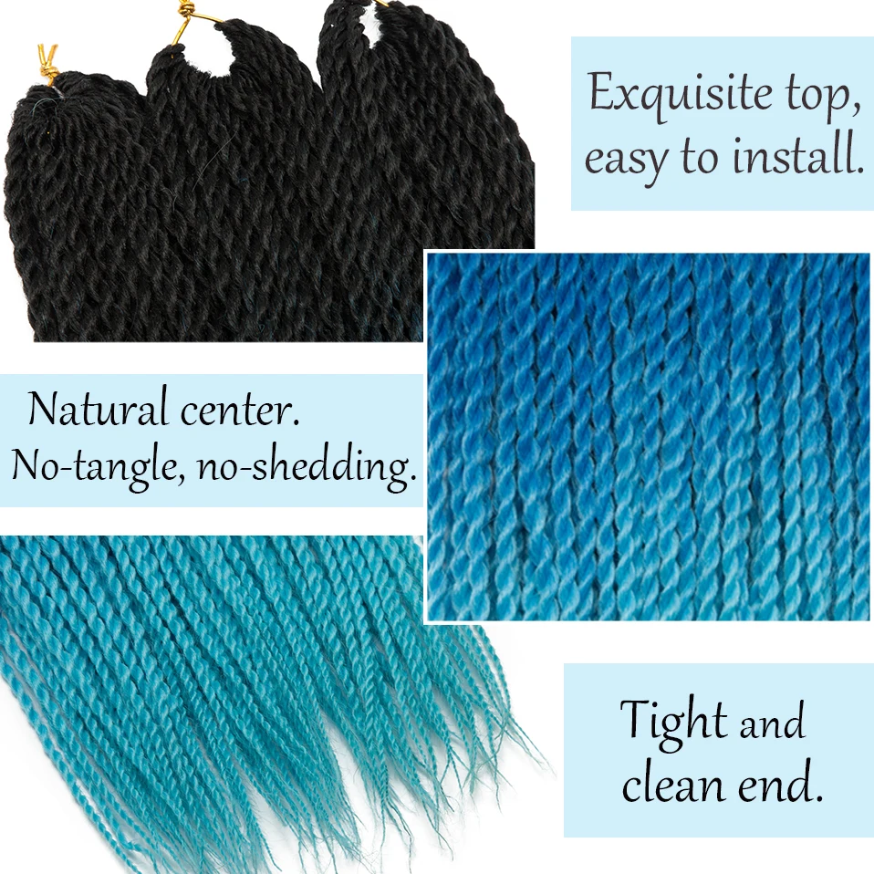BENEHAIR Senegalese Twist Hair Crochet Braids Synthetic Braiding Extensions 30 Roots/pack Ombre For Women |